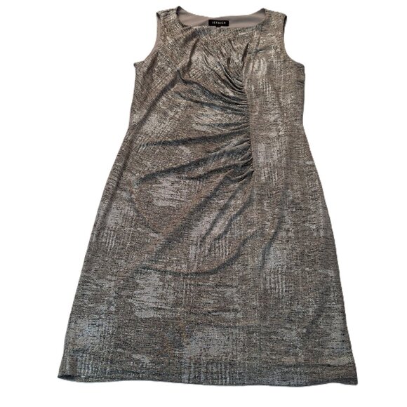 Wrap Dress Bodycon Ombre Ruched Cocktail Length Lux Silver Gold Size 14 - Picture 9 of 13